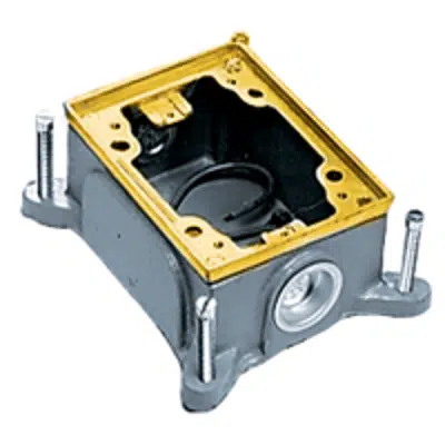 Rectangular Floor Box, Concrete, 1-Gang Shallow, Brass/Cast Iron图像