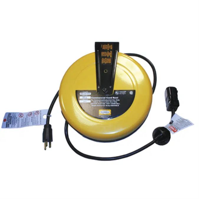 Cord and Cable Reels, Commercial Cord Reel, 25' With HBL5969VBLK Connector Body, Yellow - HBLC25163C