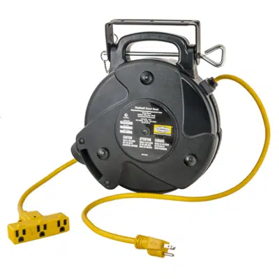 imagem para Cord and Cable Reels, Commercial Cord Reel, 40', 15A 125V with Triple Tap, Yellow - HBLC40123TT