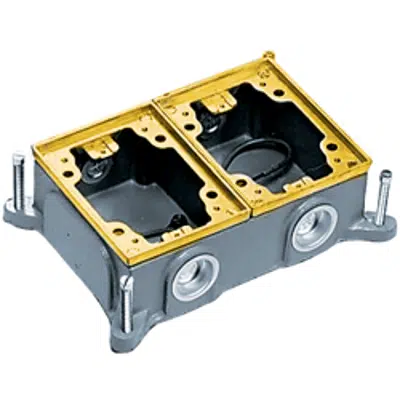 Image for Rectangular Floor Box, Concrete, 2-Gang Shallow, Brass/Cast Iron