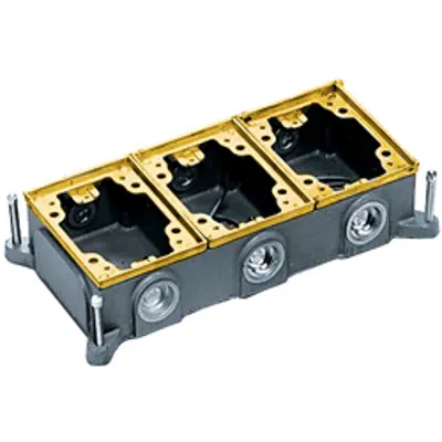 Image for Rectangular Floor Box, Concrete, 3-Gang Shallow, Brass/Cast Iron
