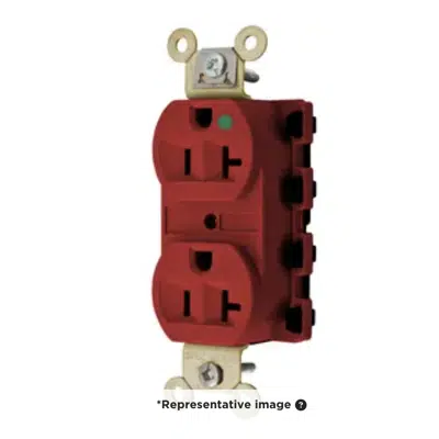 Image for Straight Blade Devices, Receptacles, Duplex, SNAPConnect®, Hospital Grade, 20A 125V, 2-Pole 3-Wire Grounding, 5-20R, Nylon, Red