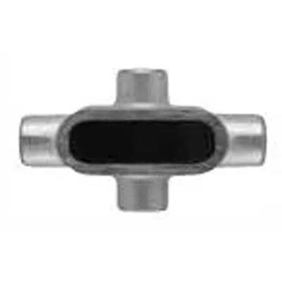 Зображення для 0.5" to 2" Trade Sizes Form 7 or Form 8 Conduit Body Crosses with Covers, Coated in Blue, Gray or White PVC