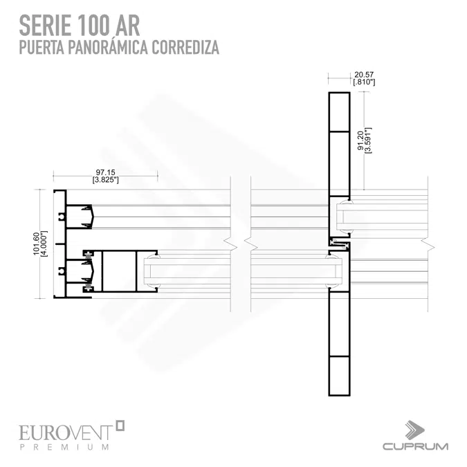 Serie 100AR - Puerta corrediza Panorámica 2H XX