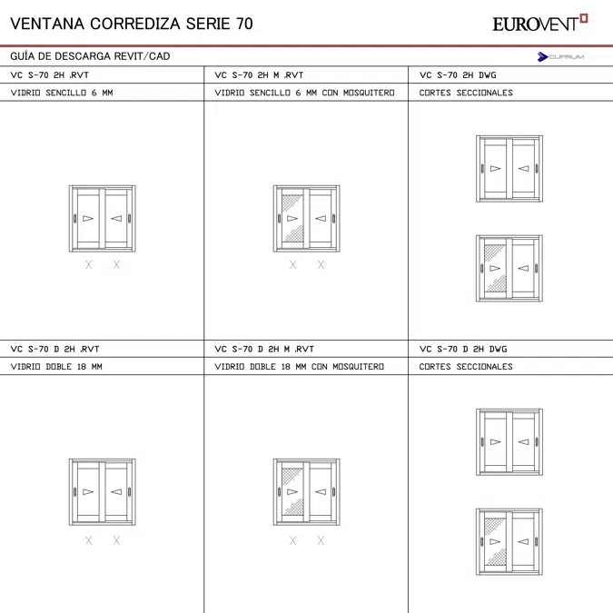 CUPRUM  Ventana corrediza serie 70