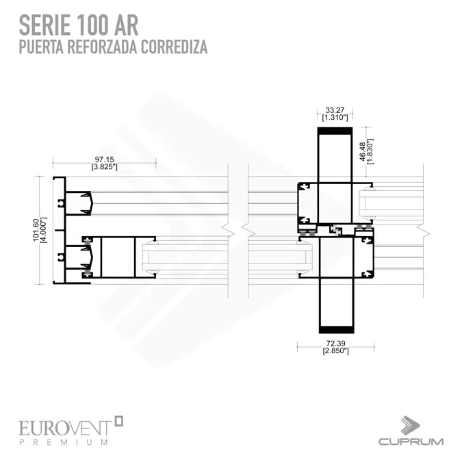 CUPRUM  Puerta corrediza serie 100AR Reforzada