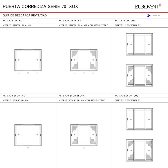 BIM objects - Free download! Serie 70 - Puerta corrediza XOX | BIMobject