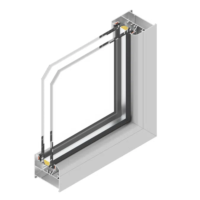 Serie 45 - Ventana fija con 2 intermedios verticales