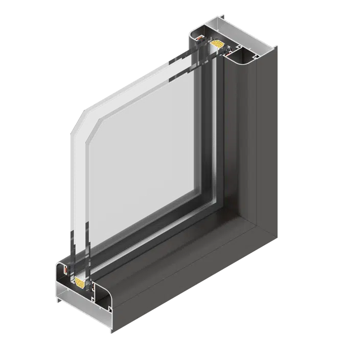 CUPRUM Fixed window series 80 with 2 vertical intermediate frames