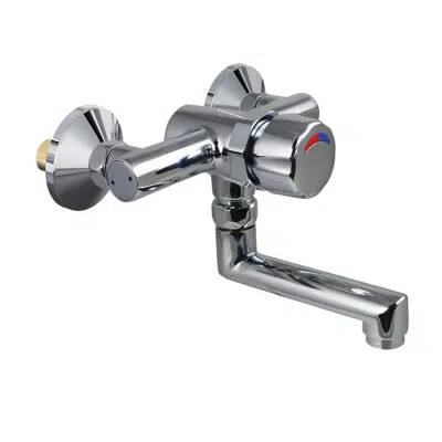 Image for 35302 - P3500 Timed wall-mounted basin mixer, swivel spout, chrome knob, monobloc
