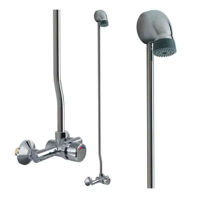 Bild für 35304 - Alpa timed monobloc shower mixer, exposed, kit with fixed head, eccentric fittings