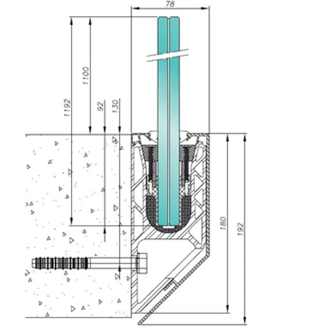 Glass railing offset lateral mouting - SABCO 007013