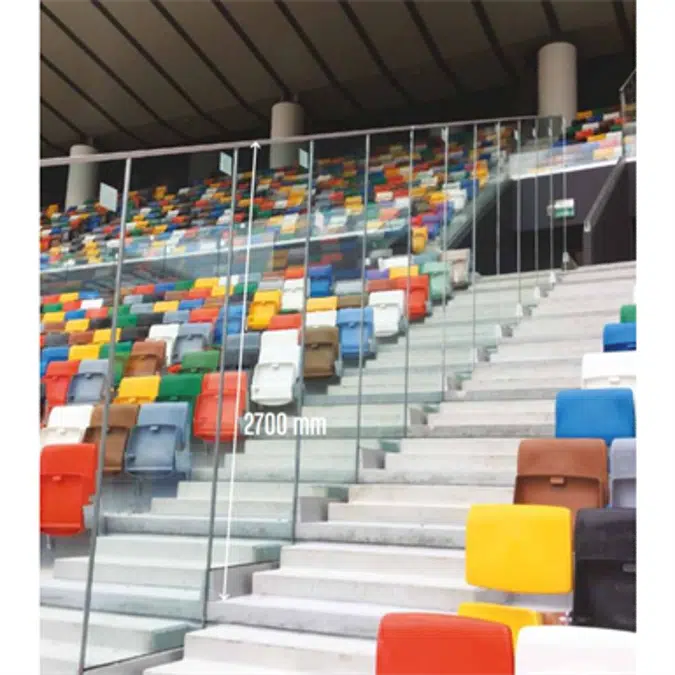 Ninfa Stadio, the glass railing for sports facilities