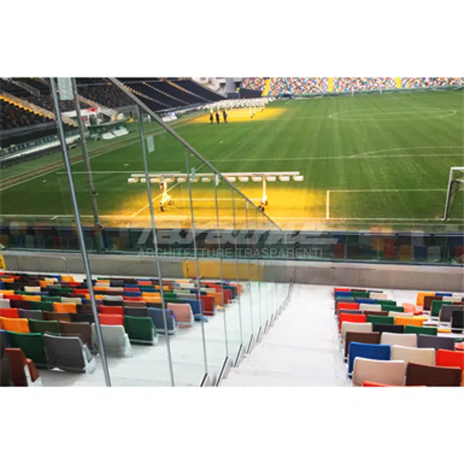 Ninfa Stadio, the glass railing for sports facilities