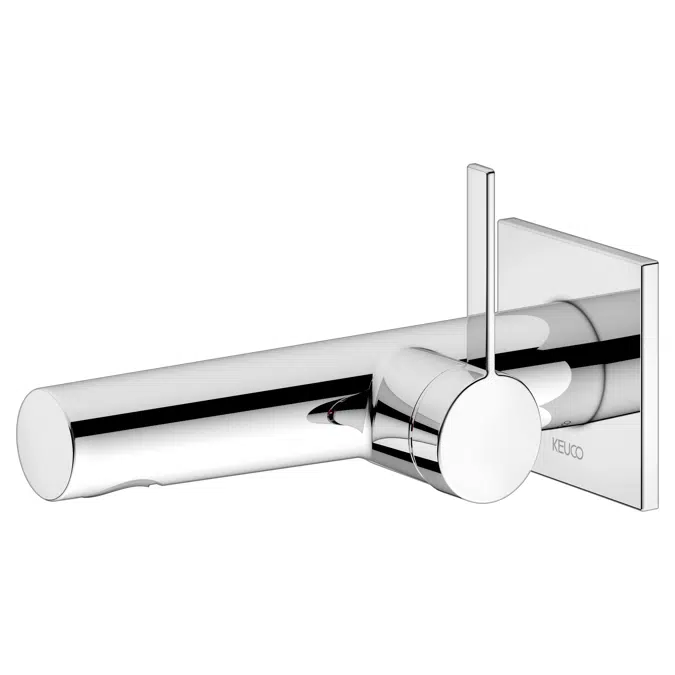 Single lever basin mixer for wall installation/squared