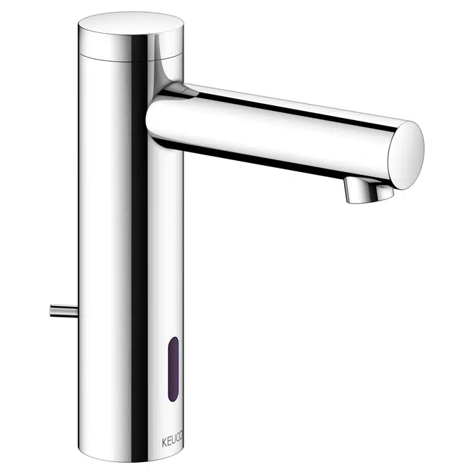 Electronic wash basin mixer with battery, without waste