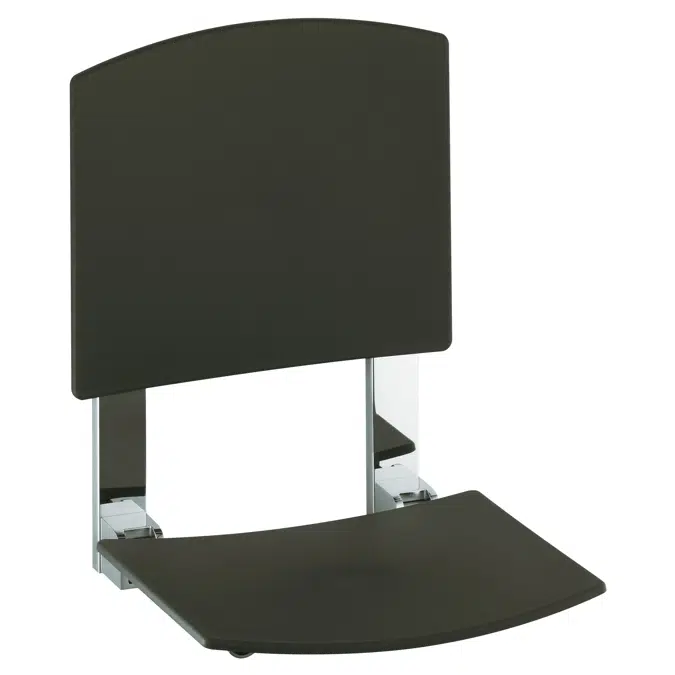 Tip-up seat with back rest wall mounted