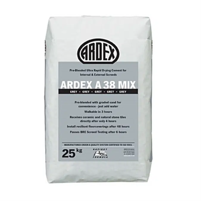 ARDEX A 38 Mix - Pre-Blended Ultra Rapid Drying Cement for Internal & External Screeds