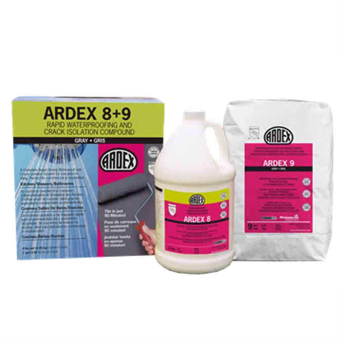 ARDEX Tile installations over concrete with two component waterproof, antifracture, mortar, grout and sealant 