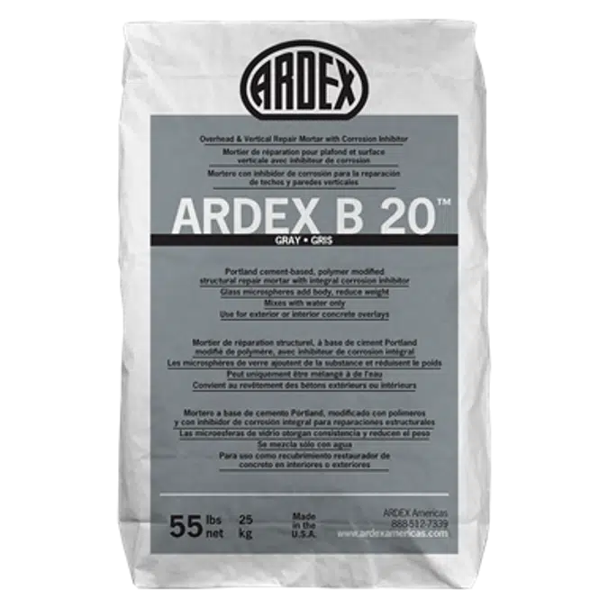 ARDEX B 20 - Overhead & Vertical Repair Mortar with Corrosion Inhibitor