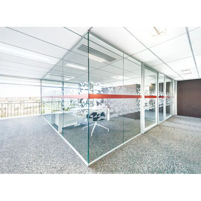 Glass partition edge to edge single glazing ID1