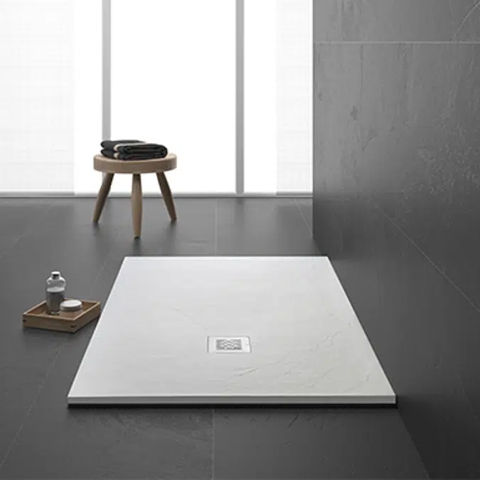 Marina shower tray with schist texture surface