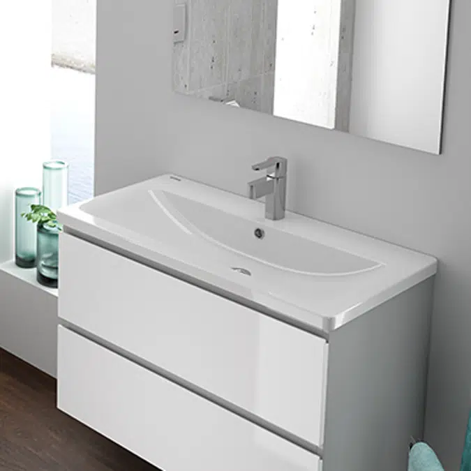 Look semi-recessed washbasin