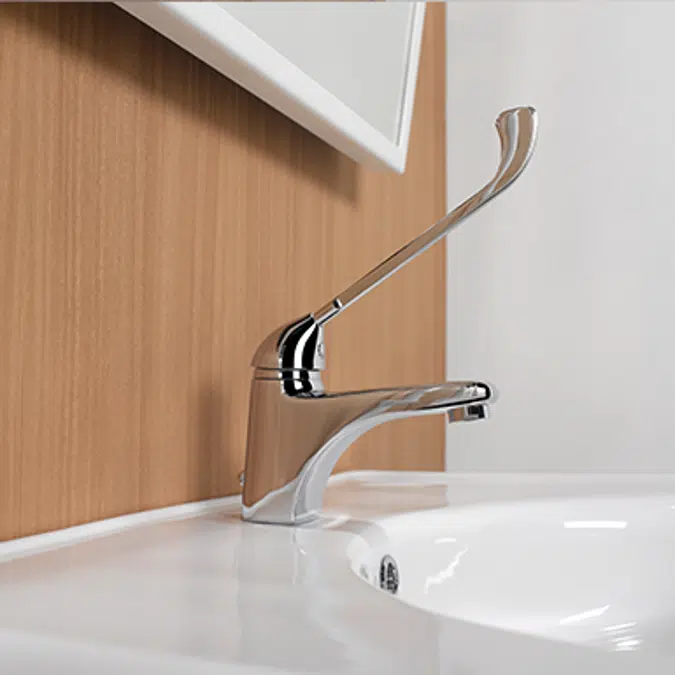 Easy basin mixer with medical lever