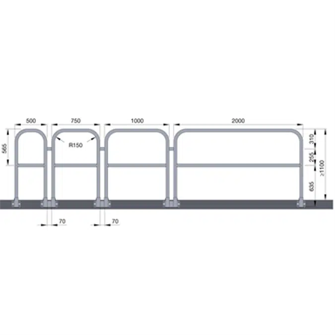 Sectional Railing Side Mounted Aluminium