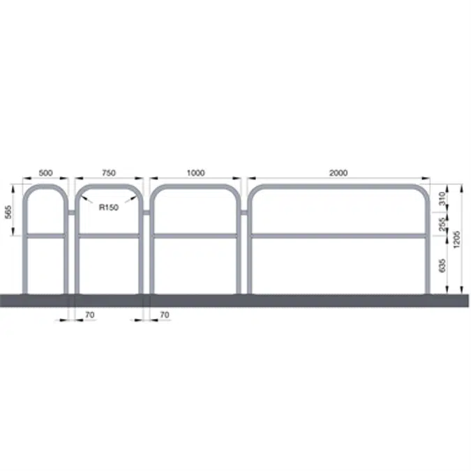 Sectional Railing Top Mounted Aluminium