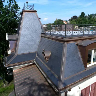 画像 Hexagonal Slate format 30x30 with hooked on timber batten - thickness 5 mm 4 sections for the 4 colours (black, grey, green, stained)