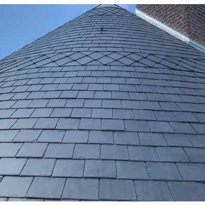 画像 Rectangular Slate format 32x22 nailed on timber batten - thickness 3.75 mm 4 sections for 4 colours (black, grey, green, stained)