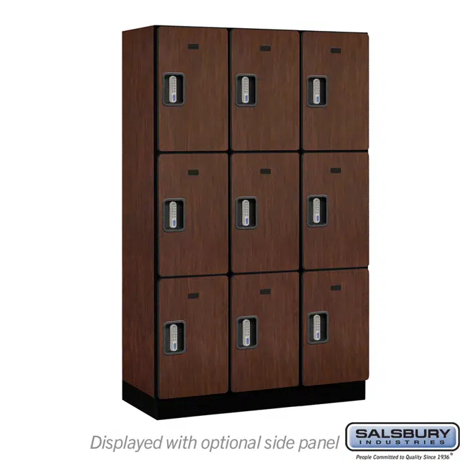 23000E Series Designer Wood Lockers - Triple Tier - Electronic Locks - 3 Wide