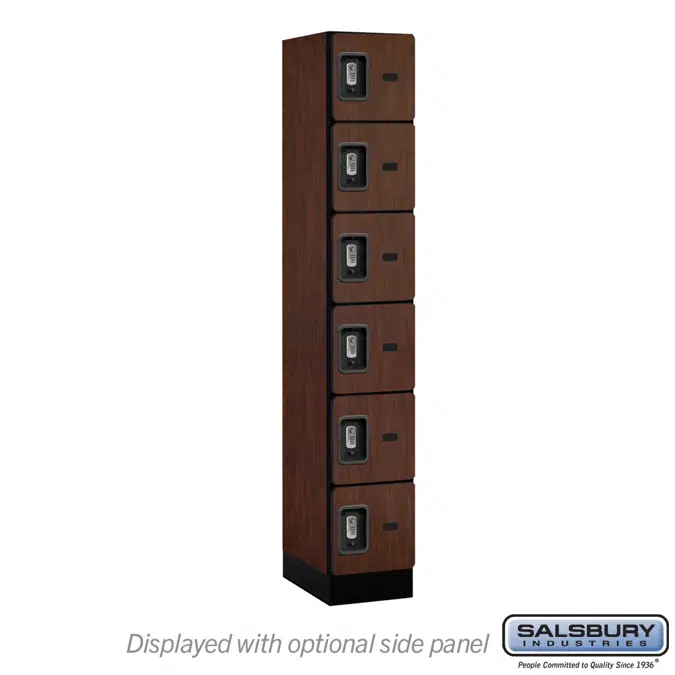 36000R Series Designer Wood Lockers - Six Tier Box Style - Resettable Combination Locks - 1 Wide