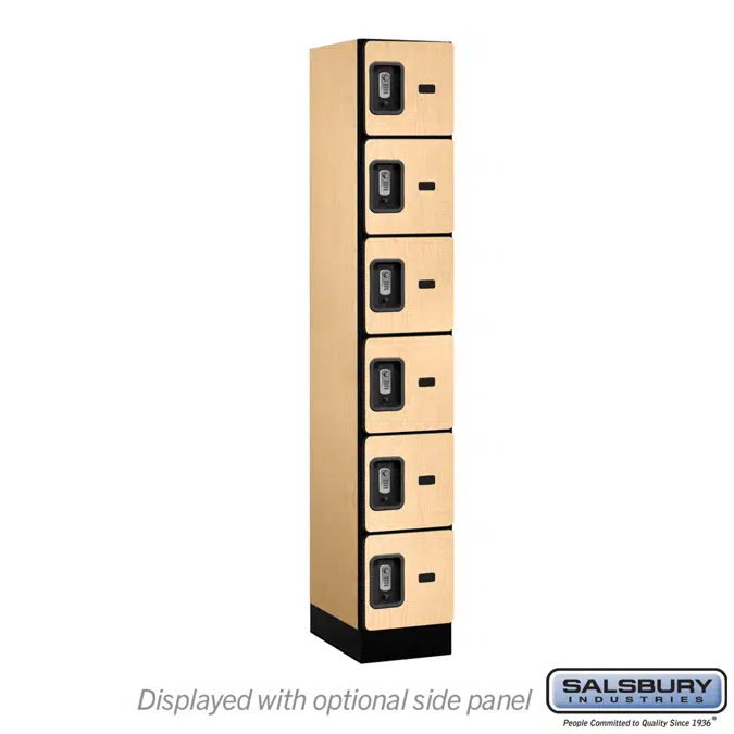 36000R Series Designer Wood Lockers - Six Tier Box Style - Resettable Combination Locks - 1 Wide