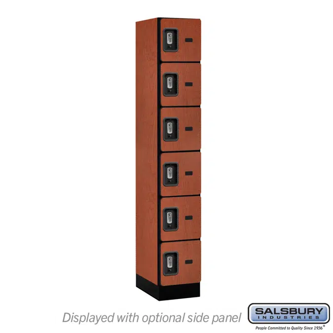 36000R Series Designer Wood Lockers - Six Tier Box Style - Resettable Combination Locks - 1 Wide