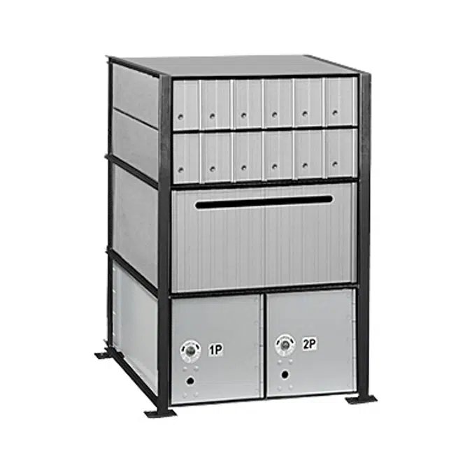 2200 Series Aluminum Mailboxes-Rack Ladder System-3 Unit High Wall Installation