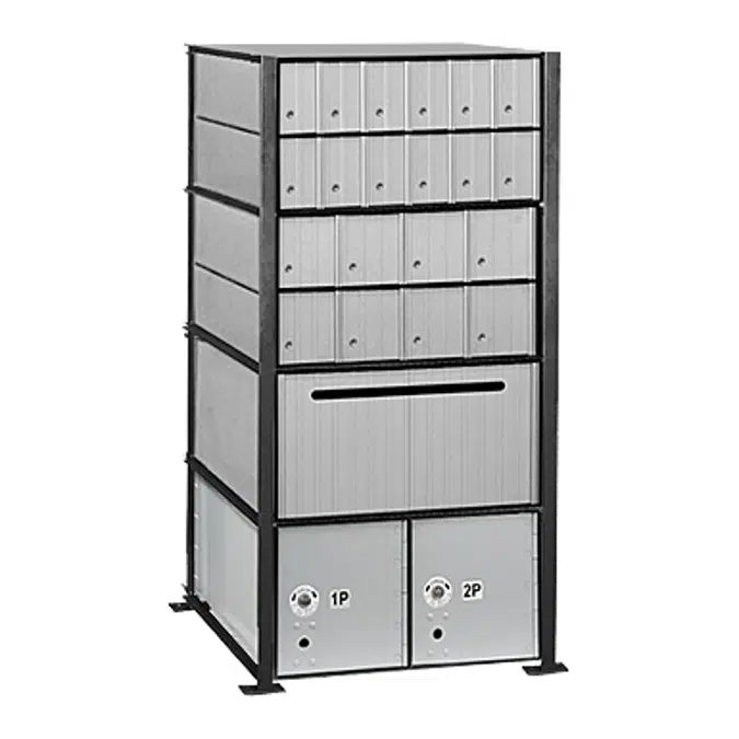 2200 Series Aluminum Mailboxes-Rack Ladder System-4 Unit High Wall Installation