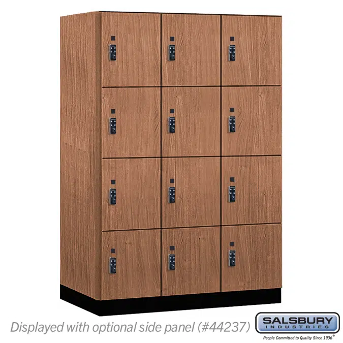 18-44000R Series Premier Wood Lockers - Four Tier - Resettable Combination Locks - 3 Wide