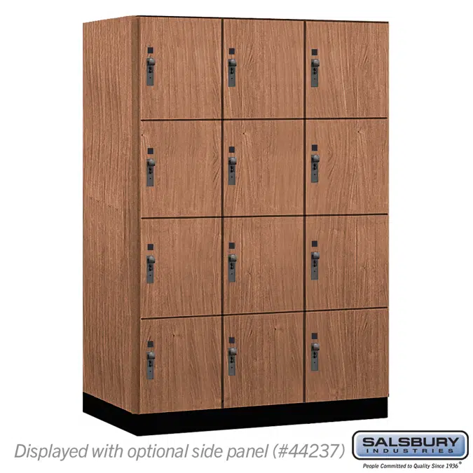 18-44000 Series Premier Wood Lockers - Four Tier - Standard Hasps - 3 Wide