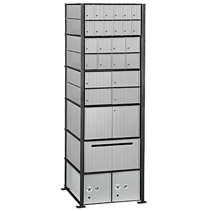 2200 Series Aluminum Mailboxes-Rack Ladder System-6 Unit High Wall Installation