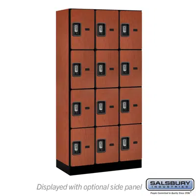 obraz dla 34000R Series Designer Wood Lockers - Four Tier - Resettable Combination Locks - 3 Wide