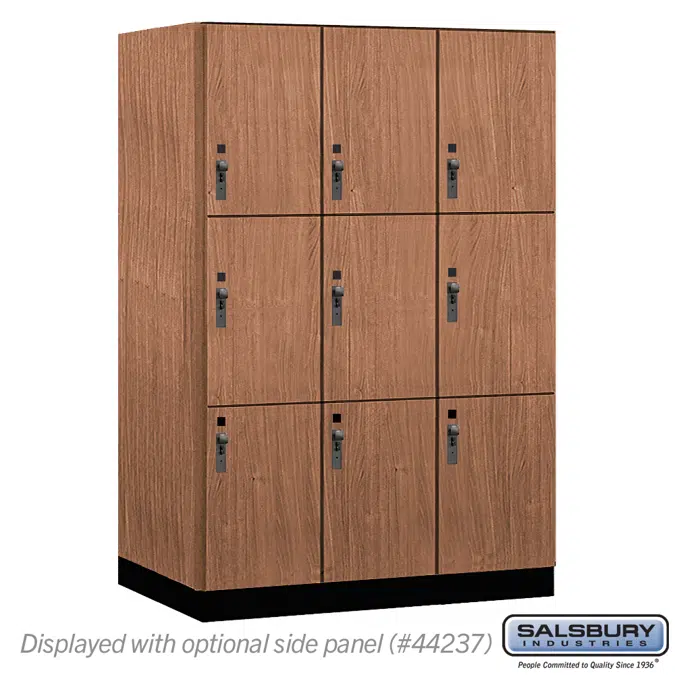 18-43000 Series Premier Wood Lockers - Triple Tier - Standard Hasps - 3 Wide