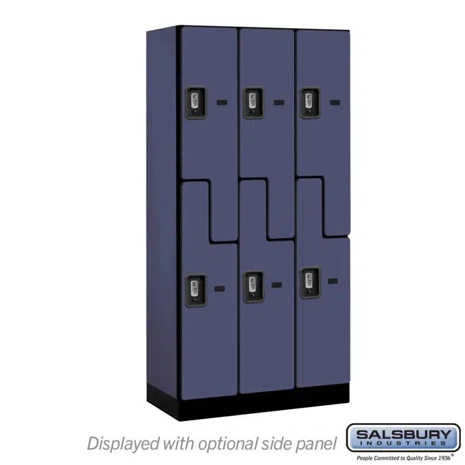 37000R Series Designer Wood Lockers - Double Tier S Style - Resettable Combination Locks - 3 Wide