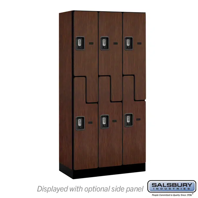 37000R Series Designer Wood Lockers - Double Tier S Style - Resettable Combination Locks - 3 Wide