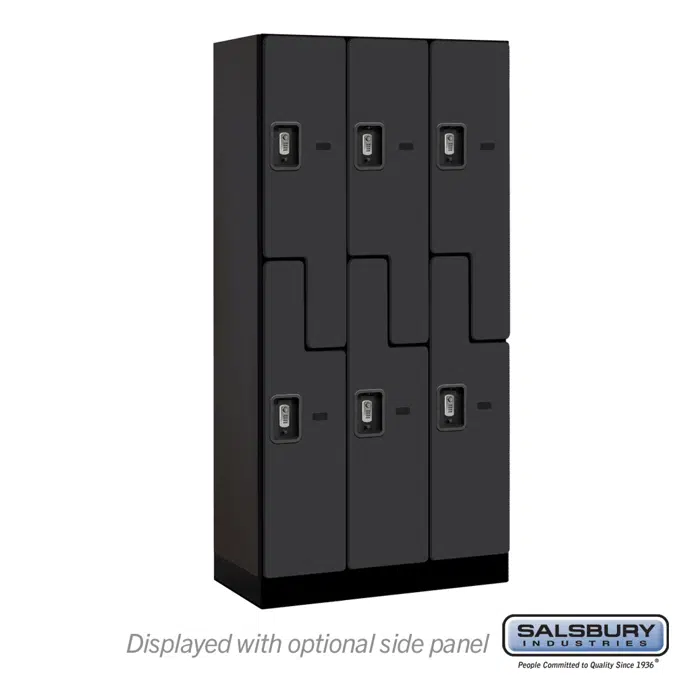 37000R Series Designer Wood Lockers - Double Tier S Style - Resettable Combination Locks - 3 Wide