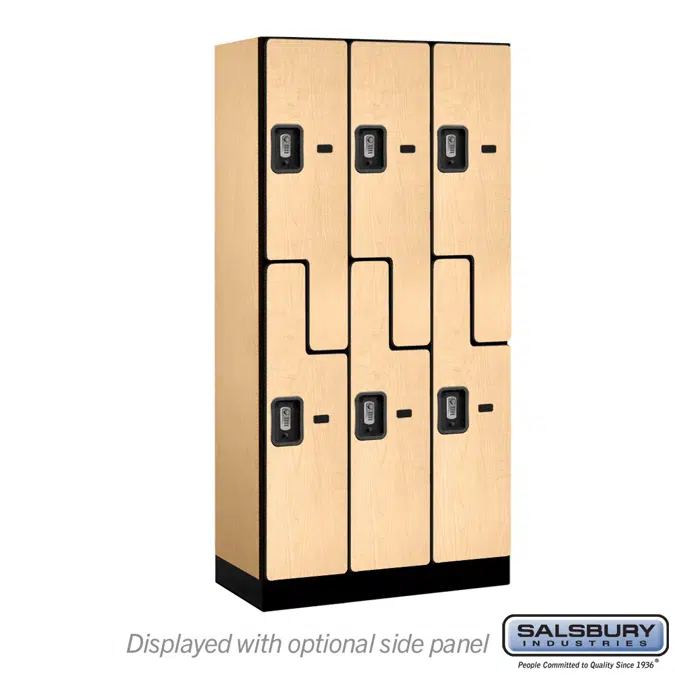 37000R Series Designer Wood Lockers - Double Tier S Style - Resettable Combination Locks - 3 Wide