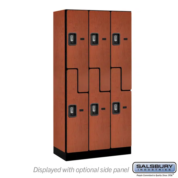37000R Series Designer Wood Lockers - Double Tier S Style - Resettable Combination Locks - 3 Wide