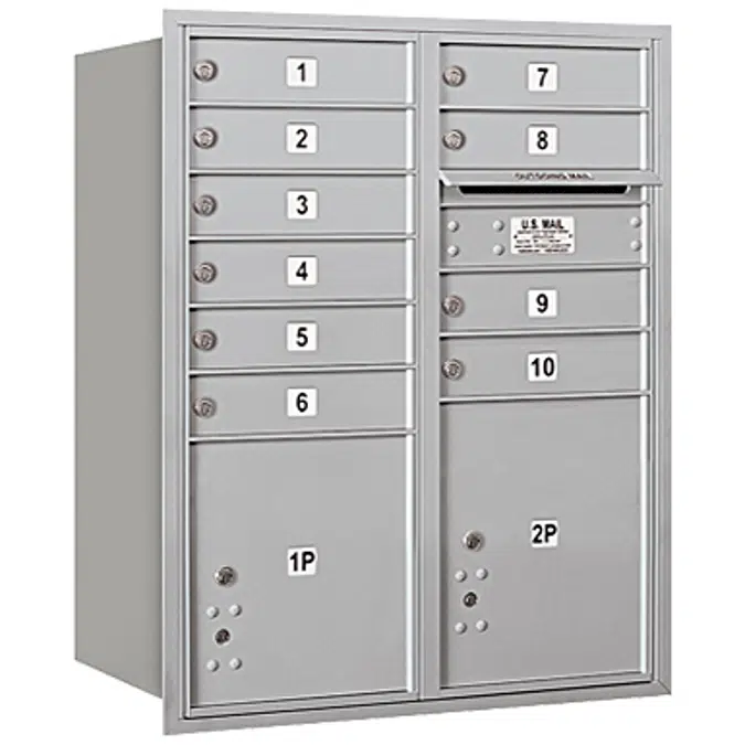 3700 Series Recessed Mounted 4C Horizontal Mailboxes - Rear Loading - 10 Door High Units