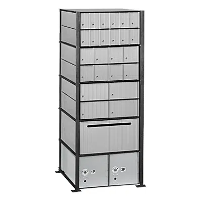 2200 Series Aluminum Mailboxes-Rack Ladder System-5 Unit High Wall Installation图像